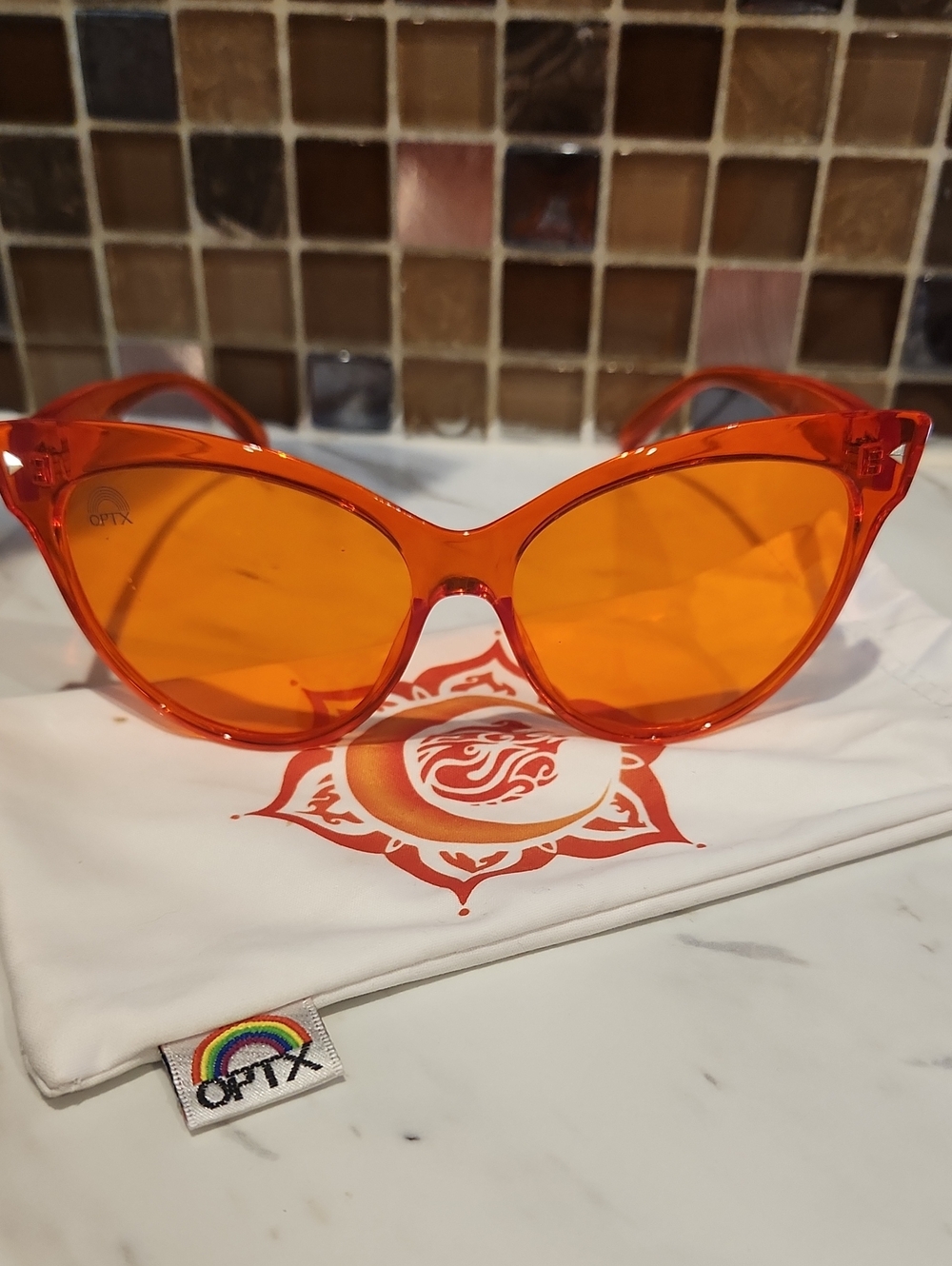 Rainbow OPTX Orange Chakra Cateye Glasses